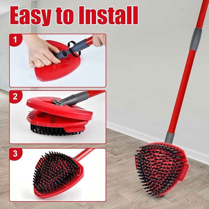 Mop Handle for Ocedar, Scrub Brush and Spin Mop Base Compatible with O Cedar EasyWring 1 Tank Spin Mop,4-Section Spin Mop Handles and Base for EasyWring Spin Mop