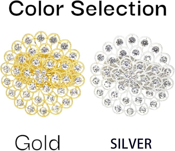 2 Pack Crystal Flower Curtain Tiebacks – Decorative Spring Wire Buckle Clips with Sparkling Rhinestone Flower Design, No Drilling, Easy Fit for Drapes & Sheers