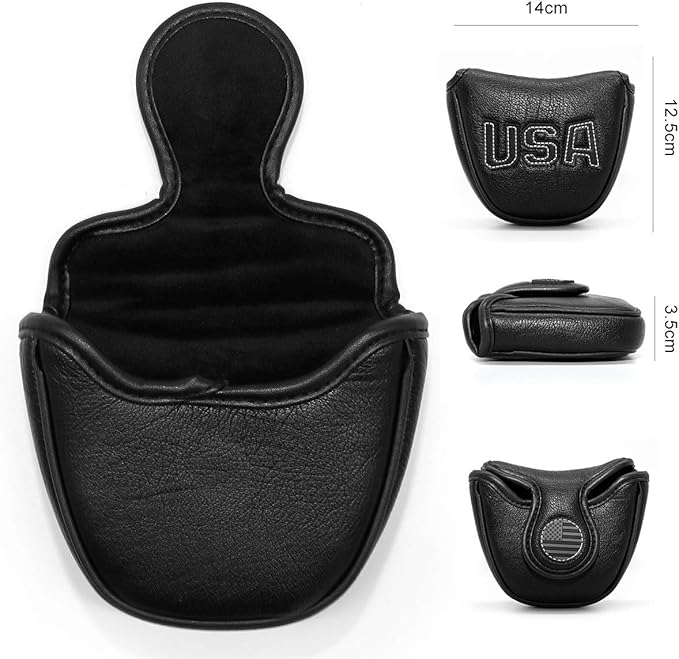 Golf Putter Cover, Putter Headcovers Golf Club Head Covers Putter Headcover for Blade Leather Golf Mallet Putter Head Covers with Magnetic for All Brands USA Style