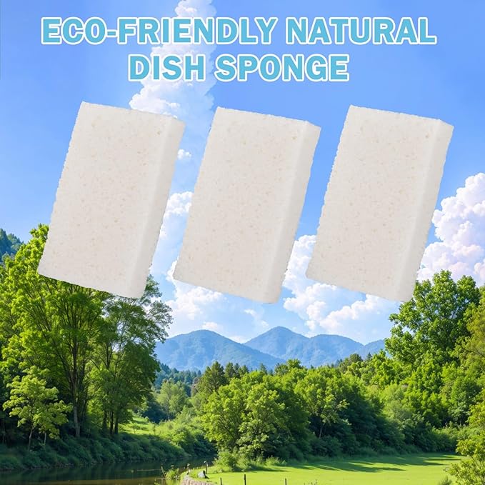 YoleShy 24 Pack White Sponges Kitchen Natural Compressed Cellulose Sponges for Dishes Non Scratch for Household Cookware Bathroom Cars Soft Super Absorbent Reusable