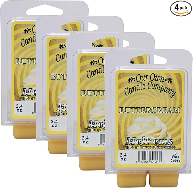 Our Own Candle Company Premium Wax Melt, Buttercream Scent, Handmade in The USA, 24 Cubes (4 Pack, 9.6oz Total)