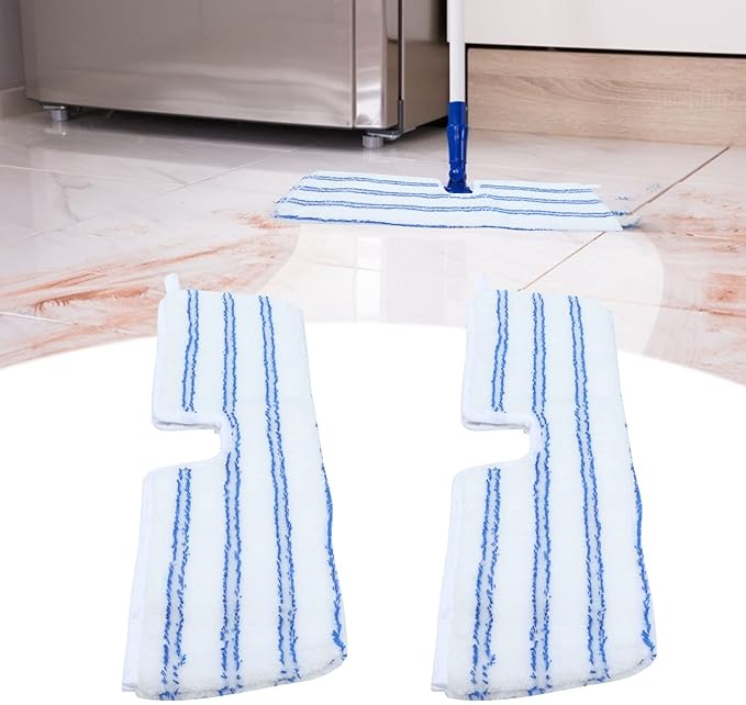 2 Pack Microfiber Mop Replacement Heads,Compatible with O-Cedar Dual Action Flat Mop for Dry/Wet Use Machine Washable Reusable Flip Mop Refills All Surface Cleaning(Blue White Stripe)