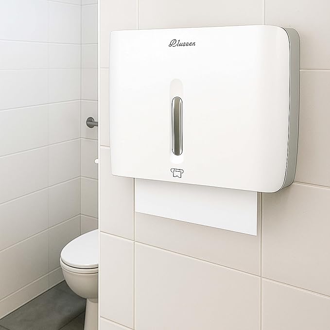 Paper Towel Dispenser Wall Mount Commercial Pack of 3 White Holder Fits Multifold Hand Towels for Kitchen Bathroom