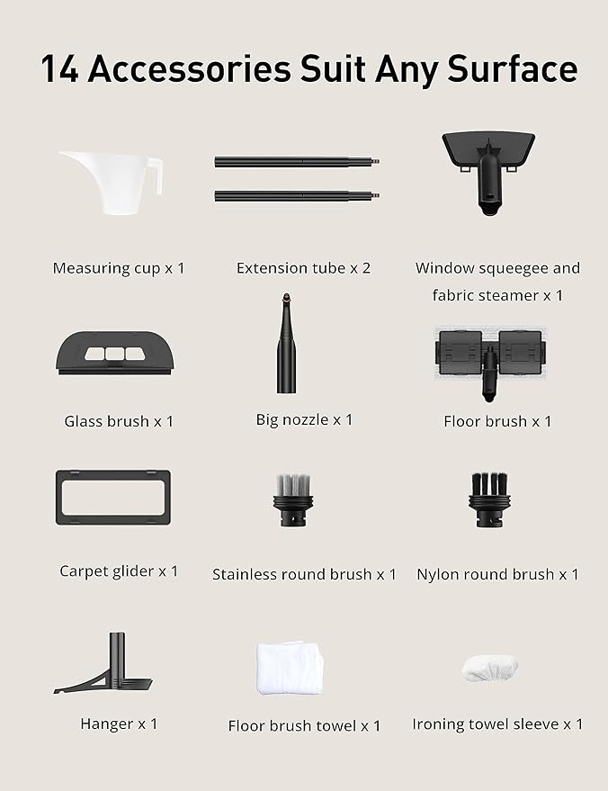 Steam Cleaner,Fast 50S Heat-Up Refill Anytime,293ยฐF/70 PSI Powerful Multipurpose Handheld Steam Mop for Home Use with 50.7Oz Capacity,Steamer for Carpets,Hardwood Floor,Car,Tile,Crack Cleaning,6M Cord