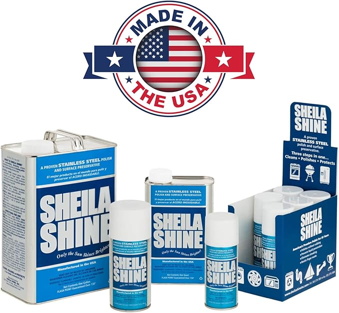 Sheila Shine 1 Gal. Can Stainless Steel Cleaner and Polish, Protects Household Kitchen Surfaces, Removes Grease, Fingerprints & Watermarks, Stainless Steel Cleaner for Appliances, Fridge, Oven & Sinks