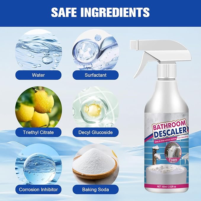 2PCS Bathroom Descaler Foam Cleaner, Stubborn Stains Cleaner, Multipurpose Bathroom Foam Cleaner Spray, Bath-room Descaler Spray for Bath-room Toilet Bath Shower Glass Sink Cleane