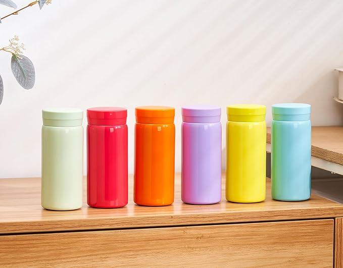 10oz Mini Water Bottle Stainless Steel Thermos Small Flask - Insulated Vacuum, Leak Proof, Keeps Drinks Hot/Cold - Ideal for Coffee, Tea, Water-6PC