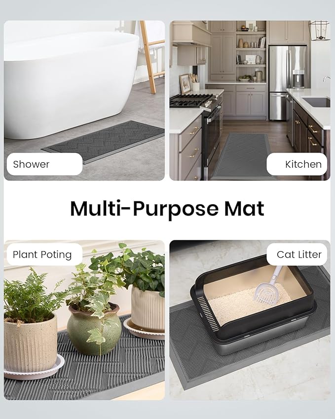 HAMARA Front Door Mat for Outside Entrance 35.5"x17" โ Anti-Slip Dirt-Trapping Waterproof Rubber Indoor & Outdoor Mat with Textured Surface for Entryway - Heavy Duty All Weather Doormat โ Grey