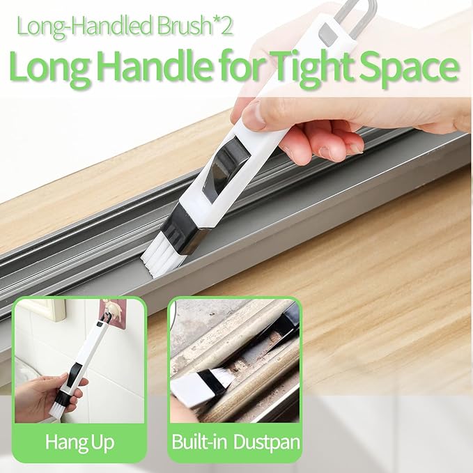 13Pcs Crevice Cleaning Brush Set, Window Groove Cleaning Brush Kit Hard Bristle for Sliding Door, Sill, Tile Lines, Shutter, Corner, Grout, Sink