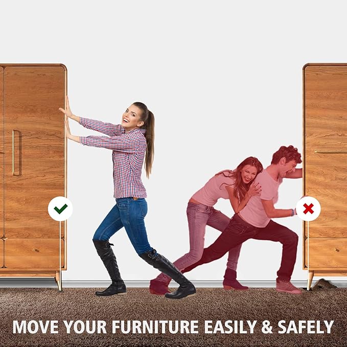 Furniture Sliders, 8pcs 4.7 inch Square Furniture Moving Kits Carpet Sliders for Moving Furniture, Heavy Duty Furniture Movers - Protect The Surface of Carpet, Easily Move Any Items!