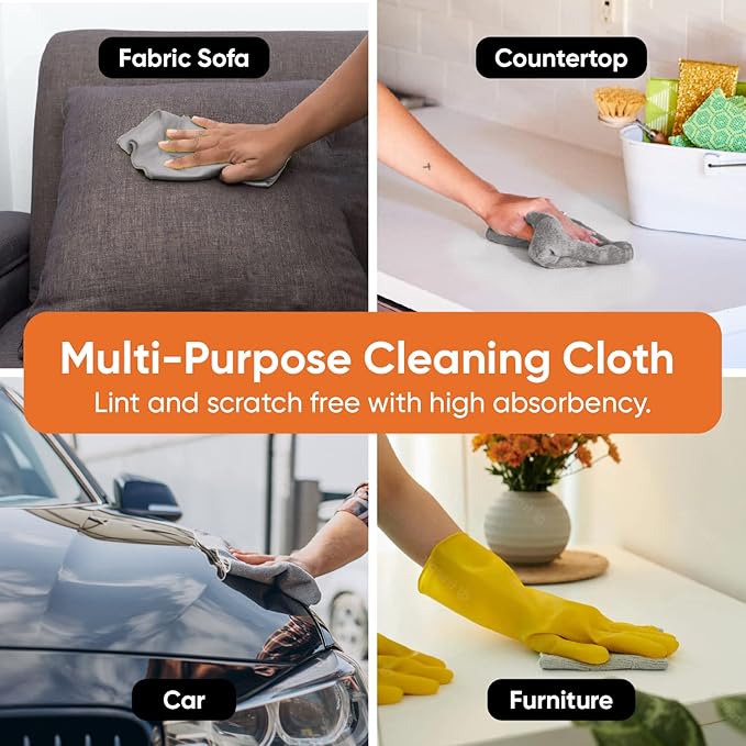 Superio Cotton Terry Washcloths Grey Towels 100% Cotton Cleaning Cloth 16" Rags Wash Clothes for Body and Face, Spa Towels, Multi Purpose (6, 12"x12")