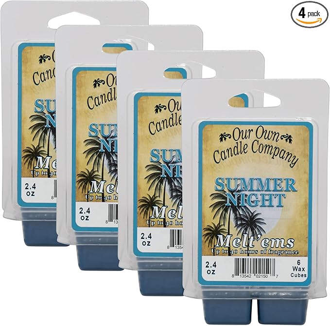 Our Own Candle Company Premium Wax Melt, Summer Night Scent, Handmade in The USA, 24 Cubes (4 Pack, 9.6oz Total)