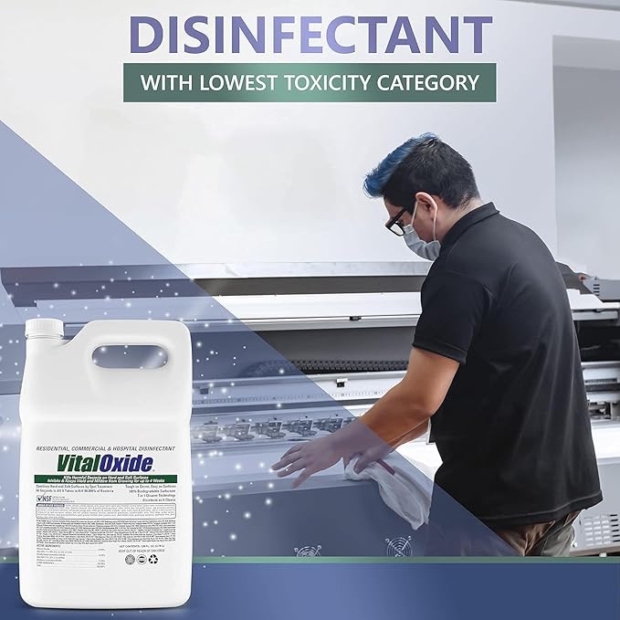 Vital Oxide Disinfectant, Deodorizer, Cleaner, Food-Contact Sanitizer, Virucide – (EPA registration #82972-1) – Kills Mold & Mildew, Eliminates Odors – 1 Gallon + 32oz Spray Bottle