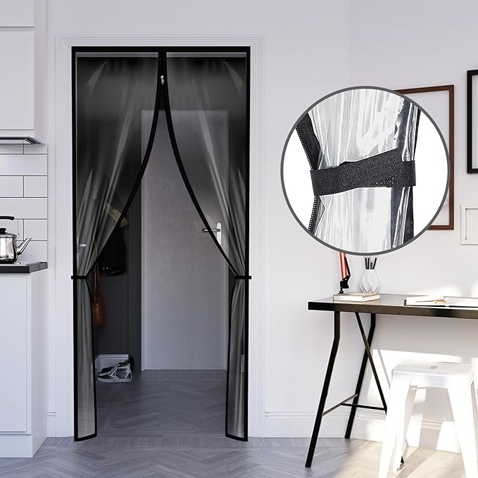 Amylove Zipper 38 x 83 Inch Dust Barrier Door Kit Construction Door Barrier 3 x 7 ft Reusable Plastic Curtain Cover Containment Standard Doorway Temporary Wall Screen Sheeting for Bathroom Hallway