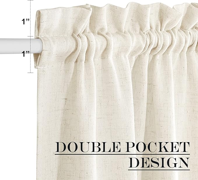 NICETOWN Door Window Curtains 80 inch Length, Farmhouse Linen Textured Front Back Door Curtains for Doorways/Entryway/Garage with Gather Tieback, 26 Inch Wide, 1 Panel, Natural