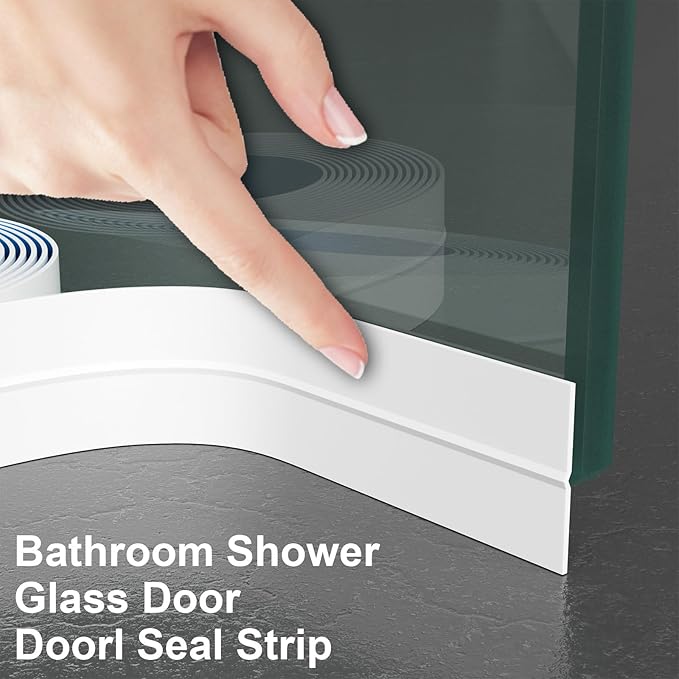 Weather Stripping Door Seal, Silicone Strip for Frame and Gaps Draft Stopper,Glass Shower Door Sweep, White, 36 Feet x 1 Inch