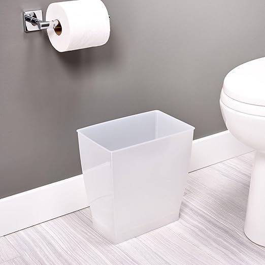 iDesign Small Rectangular Bathroom Trash Set of 2 Waste Can, Clear Frost