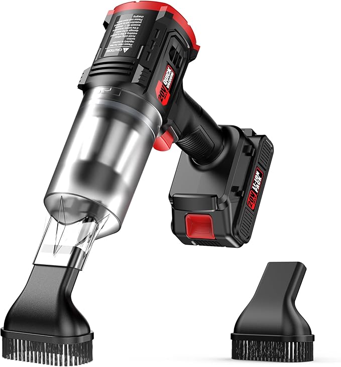 Cordless Handheld Vacuum Cleaner - 35000PA Strong Suction for Car & Home, Car Vacuum Portable Rechargeable Lightweight for Pet Hair with HEPA Filter, Quick Clean in Office/Desk/Couch (Red)
