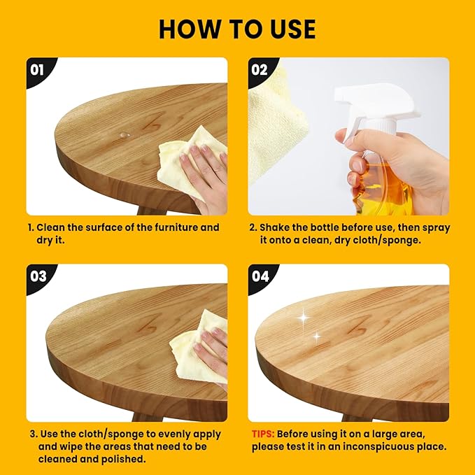 PIPIHUA Wood Oil Polish Spray, Shines & Protects, Wood Cleaner and Furniture Polish for Cabinets Tables Floors 16.9 oz