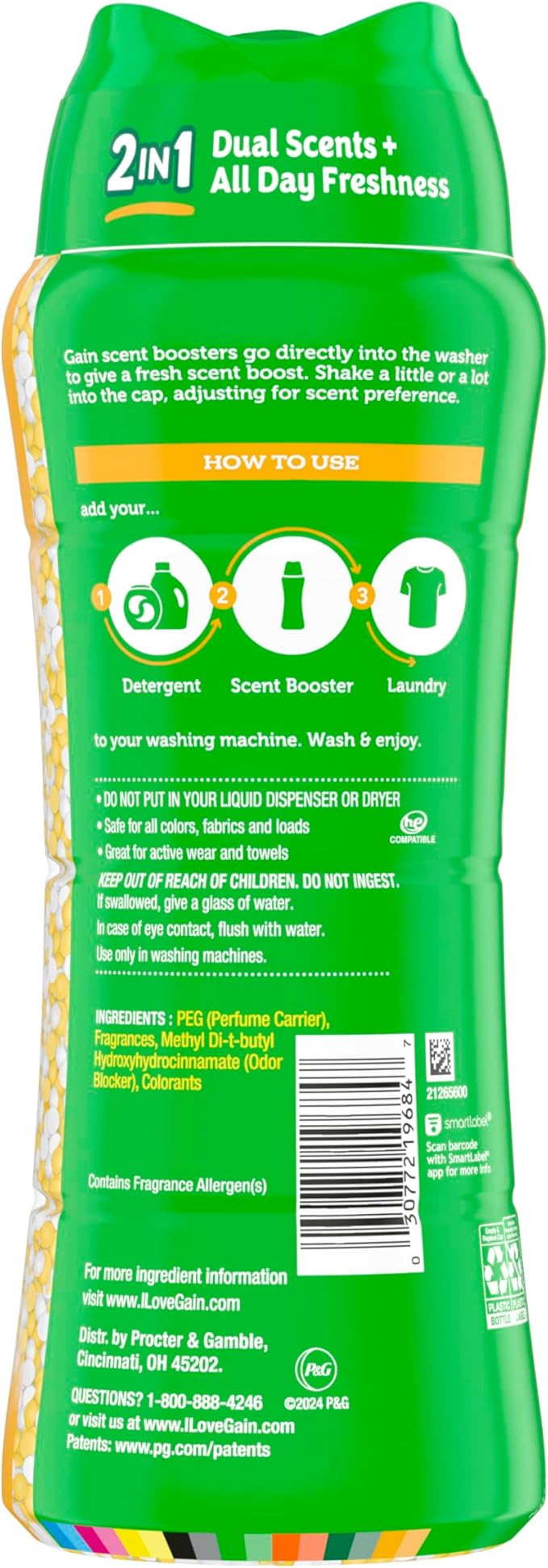 Gain Tango 2-in-1 Laundry Scent Booster Beads, Piña and Plumeria Scent, Laundry Beads with Dual Scents Plus All Day Freshness