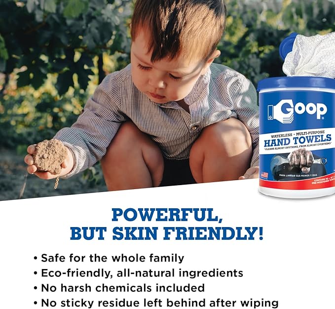 GOOP Multi-Purpose Waterless Hand Cleaner Towels - 90, 10" x 12" Towels