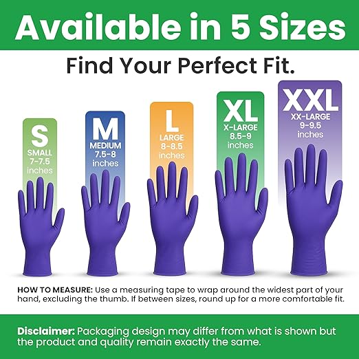 SafeWay Nitrile Disposable Gloves — Multi-Purpose Powder-Free, Non-Latex, Medical Use, and Textured Fingertips for Food Prep, Cleaning, Tattoo, Nursing, Lab, Examination, & More — (6000 pcs, X-Large)
