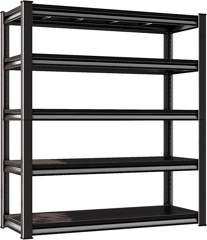 78" H Garage Shelving Heavy Duty,2800LBS Loads Adjustable Garage Storage Shelves,5-Tier Metal Storage Racks and Shelving Units, Utility Rack Shelves,48”W x 18”D x 78”H,Black