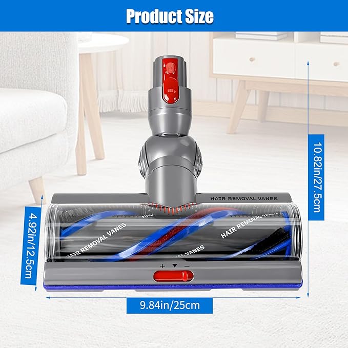 High Torque Brush Head Replacement for Dyson V7 V8 V10 V11 V15 Anti-Tangle Vacuum Head with Adjustable Suction Power Motorhead Attachment and Parts for Carpets & Hard Floors,Parts No. 970100-04 & 05