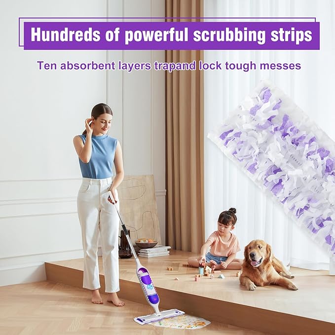 40 Pack Power Mop Refills for Swiffer Power Mop,Unscented&Thickened Multi-Surface and Wood Spray Mops for Floor Cleaning