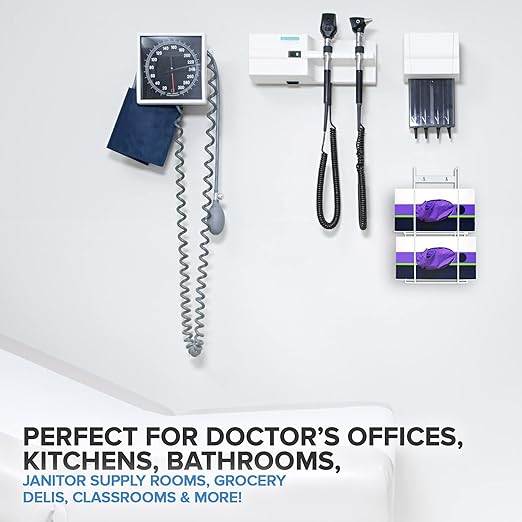 Stock Your Home (White Metal Double Gloves Dispenser, Tissue Box Shelf, Glove Box Holder Wall Mount, For Kitchen, Cleaning Closet, Lab, Exam, Office