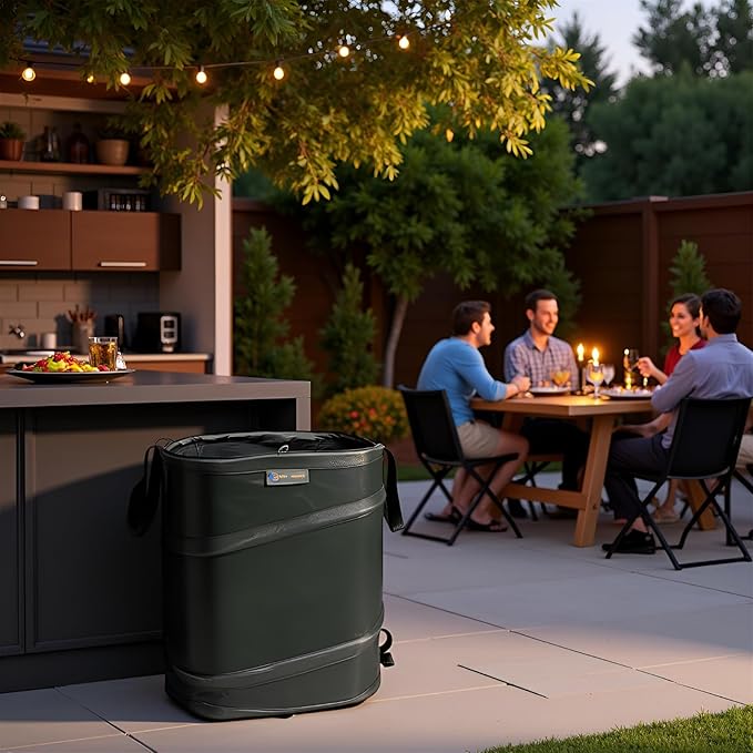 YUDI & GARDEN 19 Gallon Square Collapsible Yard Waste Bin|Collapsible Trash Can|Camping Trash Can, for Collecting Weeds or Yard and Party Waste