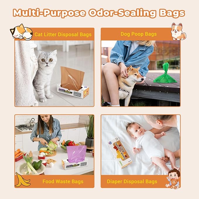 Odor Sealing Small Trash Bags Home & Food Use M-220 Count Disposable Bags, Durable and Unscented (Color:Brown)