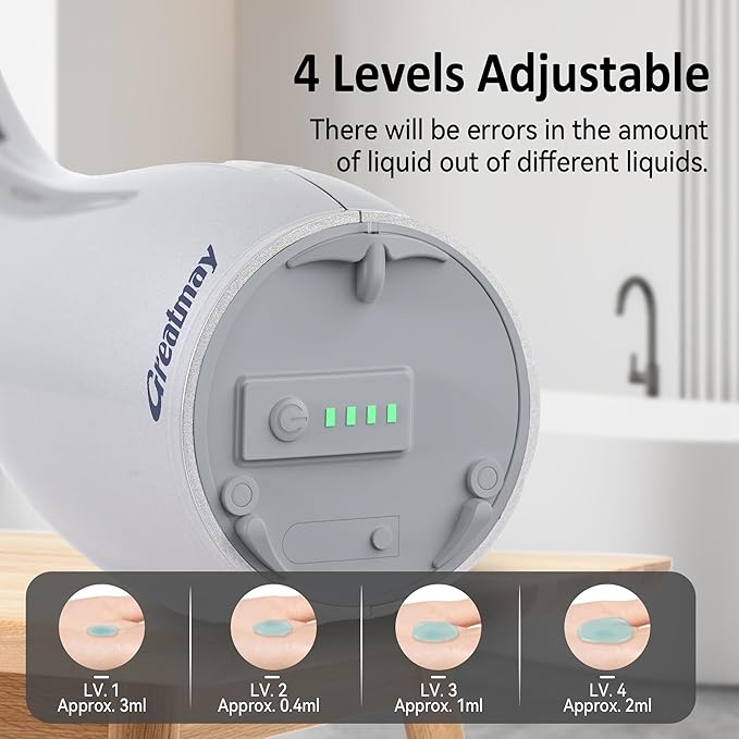 Adjustable Automatic Soap Dispenser Touchless, 4 Adjustable Levels Touchless Sensor Liquid Soap Pump,300ml Rechargeable Magnetic Charging Hand Soap Dispenser for Kitchen,Bathroom