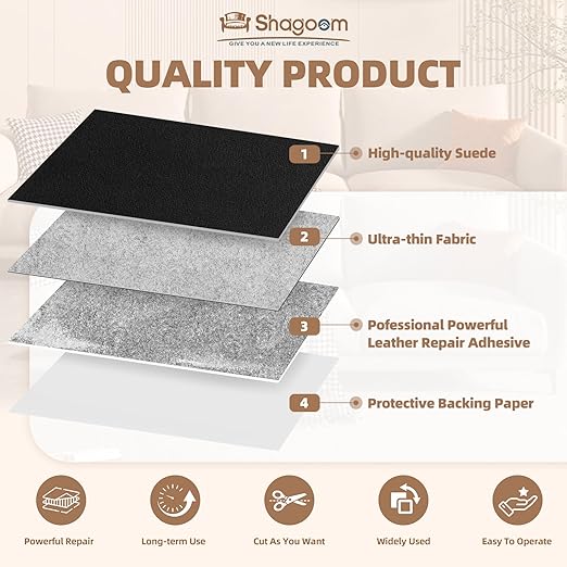 Suede Repair Patch, 17X79 Inch Fabric Large Repair Tape, Self-Adhesive Patches for Furniture, Sofa, Car Interior, Shoes, Hand Bag, Clothing (Dark Brown, 17X79 Inch)