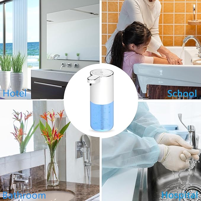 Automatic Liquid Soap Dispenser, Touchless Hand Soap Dispenser Rechargeable, Dish Liquid Soap Dispenser Electric for Bathroom Countertop, Kitchen and Commercial 12.85oz/380mL