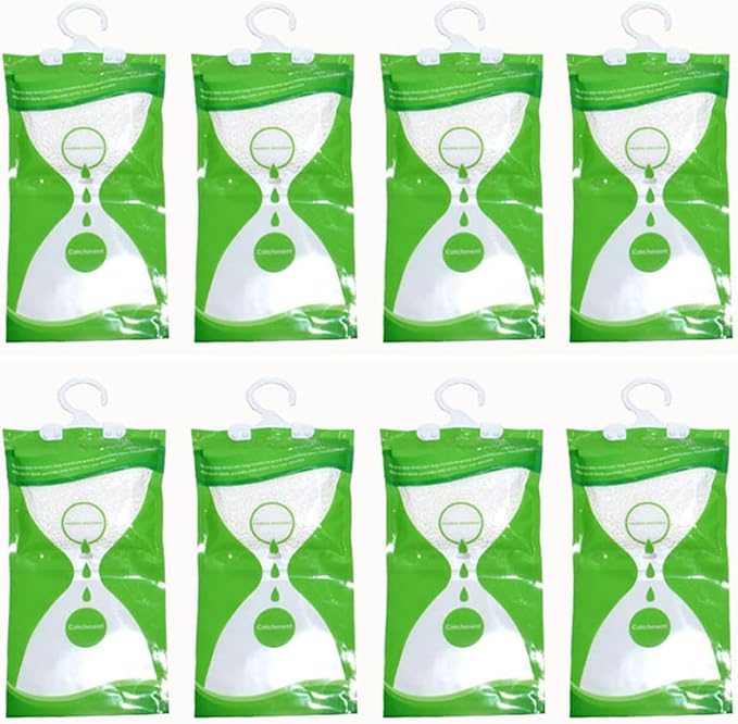 AOPANDA Moisture Absorbers Packets, 8 Pack - Eliminates Musty Odors for Fresher, Cleaner Air, Humidity Packs, Dessicant Packets, Hanging Closet Dehumidifier Bags(green)