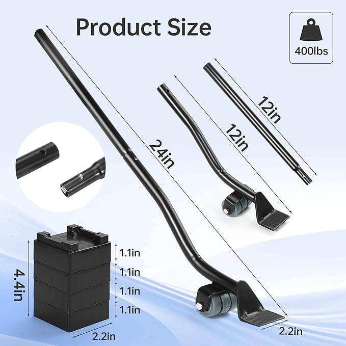 Furniture Lifter Tool, Appliance Lifter, Save 80% Effort, Lift Up to 400 Pounds Heavy Items, Furniture Lifter Jack for Heavy Furniture Appliance, Safely and Easily Lifting Furniture and Appliances