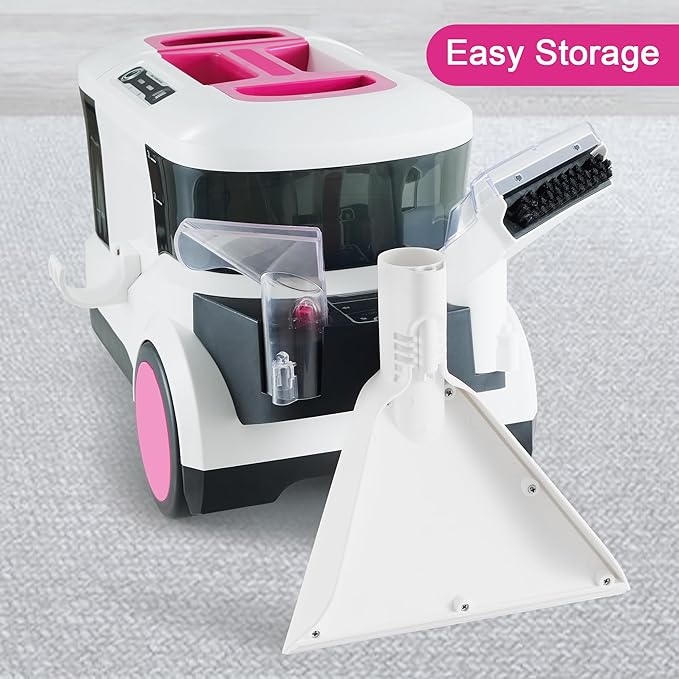 WECLEAN Carpet Cleaner Machine and Stain Remover for Deep Cleaning Upholstery for Carpets Rugs and Fabric Seats,800W 18Kpa,3L Clean Tank and 1.5L Dity Tank, Pink