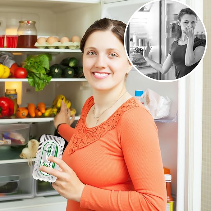 Fridge Ninja 2-Pack Unscented Activated Charcoal Fridge Deodorizer - More Effective Than Baking Soda
