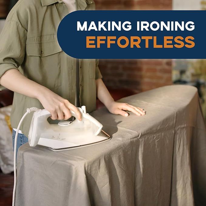 Ironing Board 43x13, Compact Iron Board Full Size with Heavy Duty Iron Rest, Thick Padded Cover, Adjustable Height, Sturdy Lightweight Steel Legs, Black