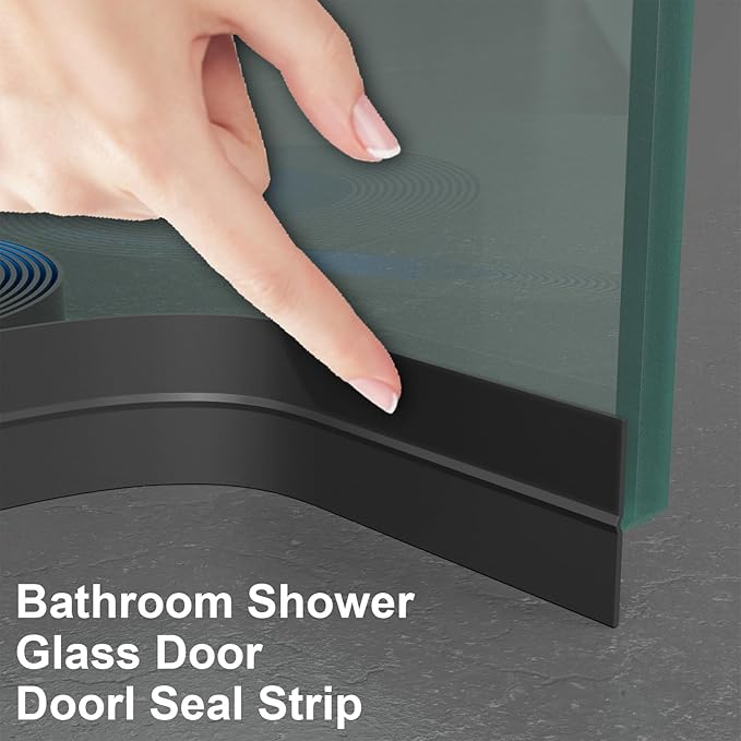 Weather Stripping Door Seal, Silicone Strip for Frame and Gaps Draft Stopper,Glass Shower Door Sweep, Black, 20 Feet x 2 Inch