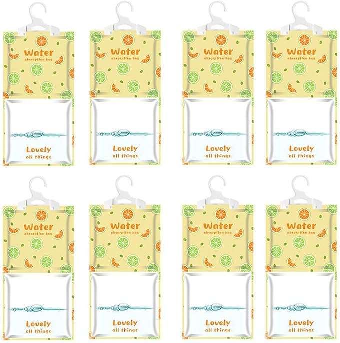 AOPANDA Moisture Absorbers Packets, 8 Pack - Eliminates Musty Odors for Fresher, Cleaner Air, Humidity Packs, Dessicant Packets, Hanging Closet Dehumidifier Bags(orange)