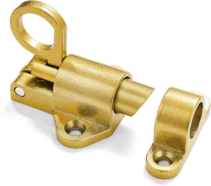 4 Packs Self-Closing Latches,Gold Spring Door Lock,Resilient Bolt Latch Aluminum Alloy Safety Automatic Spring Barrel Slide Door Lock with Screws,Used for Gate,Window and Cabinet etc