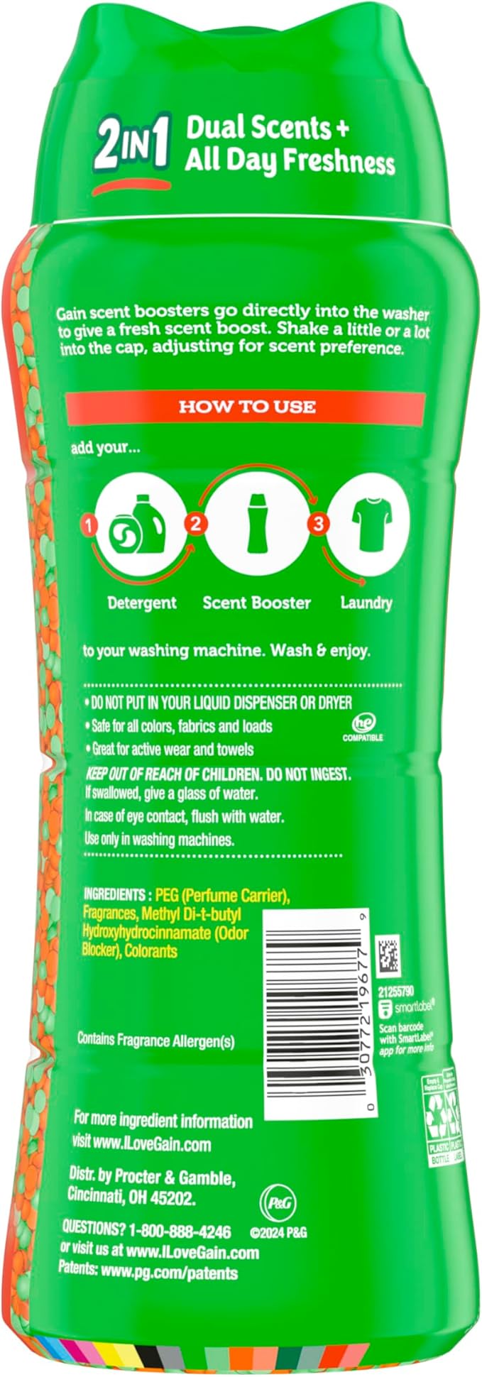 Gain Tango 2-in-1 Laundry Scent Booster Beads, Apple and Mango Scent, 21.1 OZ, Laundry Beads with Dual Scents Plus All Day Freshness