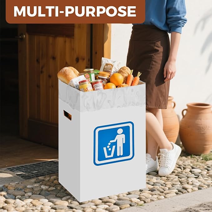 (10 Pack) 13 Gallon Disposable trash cans for parties,Reusable Pop up garbage can,In-Home Recycling Bins(Comes with 20 disposable trash bags)