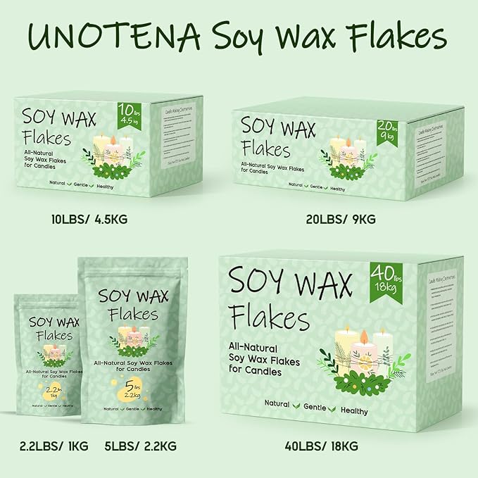 UNOTENA Soy Wax Flakes for Candle Making, Natural Candle Wax, Farm-Sourced, No Additives, Safe and Pure, 2.2LB
