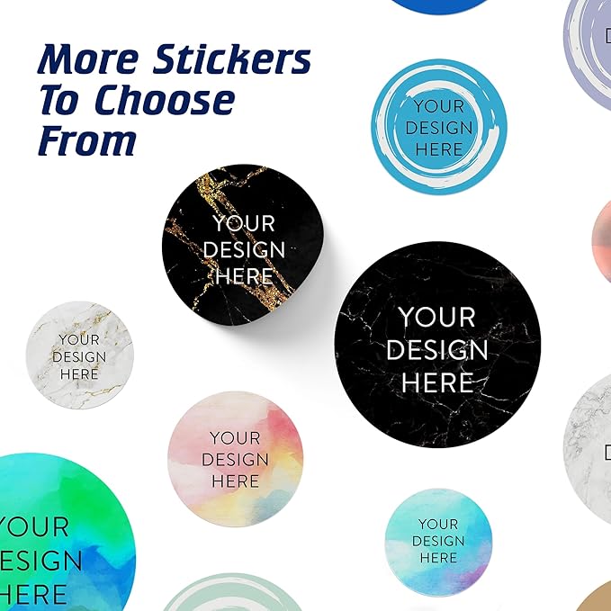 100 Custom Vinyl Stickers - Upload Your own Image, Text, Design, Logo - Personalized Logo Labels for Handmade, Packaging, Bottle, Jars, Candle, Brand Stickers (Black Gold Marble, 1.5x1.5)