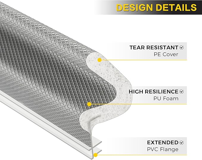 Weather Stripping Door Seal Strip Soundproof Q Foam Tape, Exterior Door Insulation Strip for Large Gap, Easy to Install(Grey, 19.8FT)