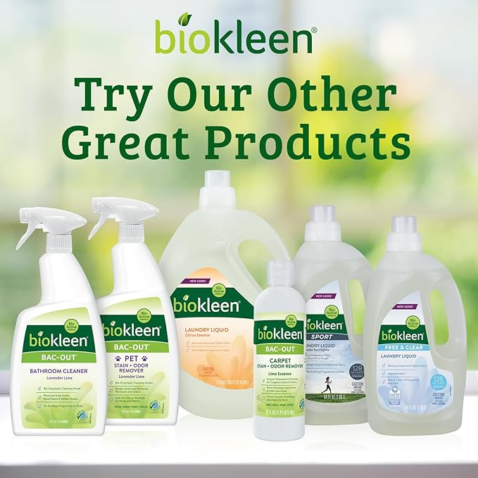 Biokleen Bac-Out Natural Stain Remover for Clothes - Use on Laundry, Diapers, Wine, Carpets, and More, Enzymatic, Plant-Based, 32 Oz With Micro-Fiber Cleaning Towel Included