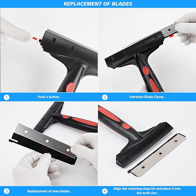 EHDIS Extenble Razor Blade Scraper, 16''-58'' Long Handle 6" Wide Blade Scraper Tool with 10 Double-Edge Blades for Cleaning Paint, Caulk, Adhesive,Painting, Tile, Floors, Walls (068-pro)